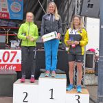 Die Gesamtsieger des Marktlaufs über 7.500 Meter mit Anna Schütze, Kerstin Troch und Heike Würfl (von links)
